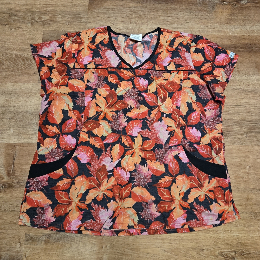 UA Scrubs Vibrant Leaf Print Scrub Top 2XL